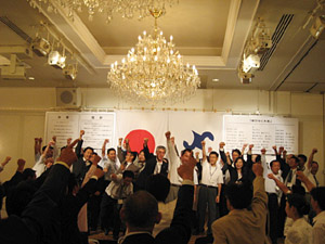 全員で倉敷YEG恒例の「日本一の朝市!」